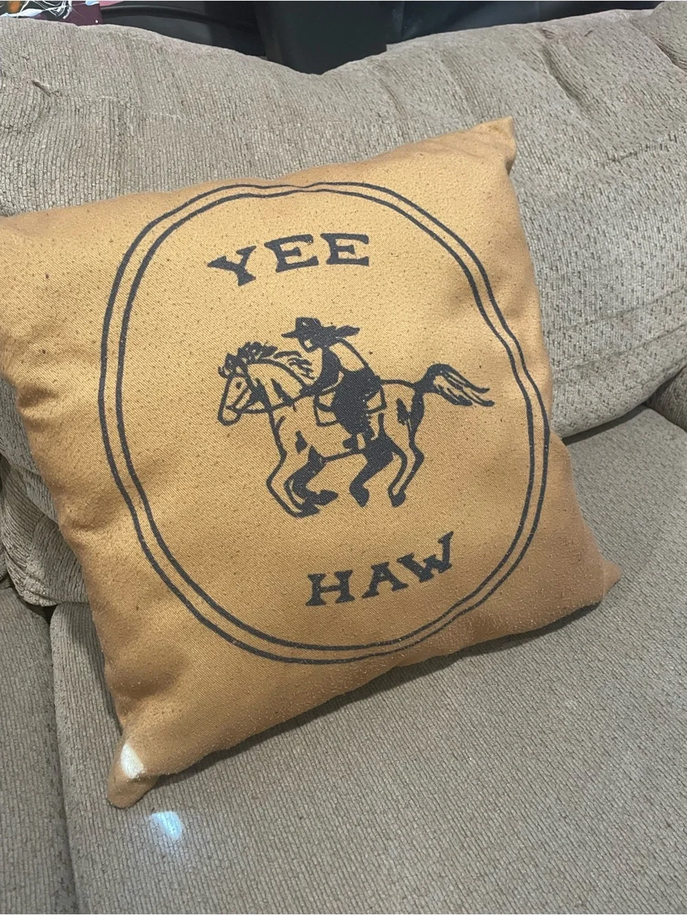 Yee Haw Society6  Gold /Dark Mustard/Custard Yellow Throw Pillow/ 12 X12
